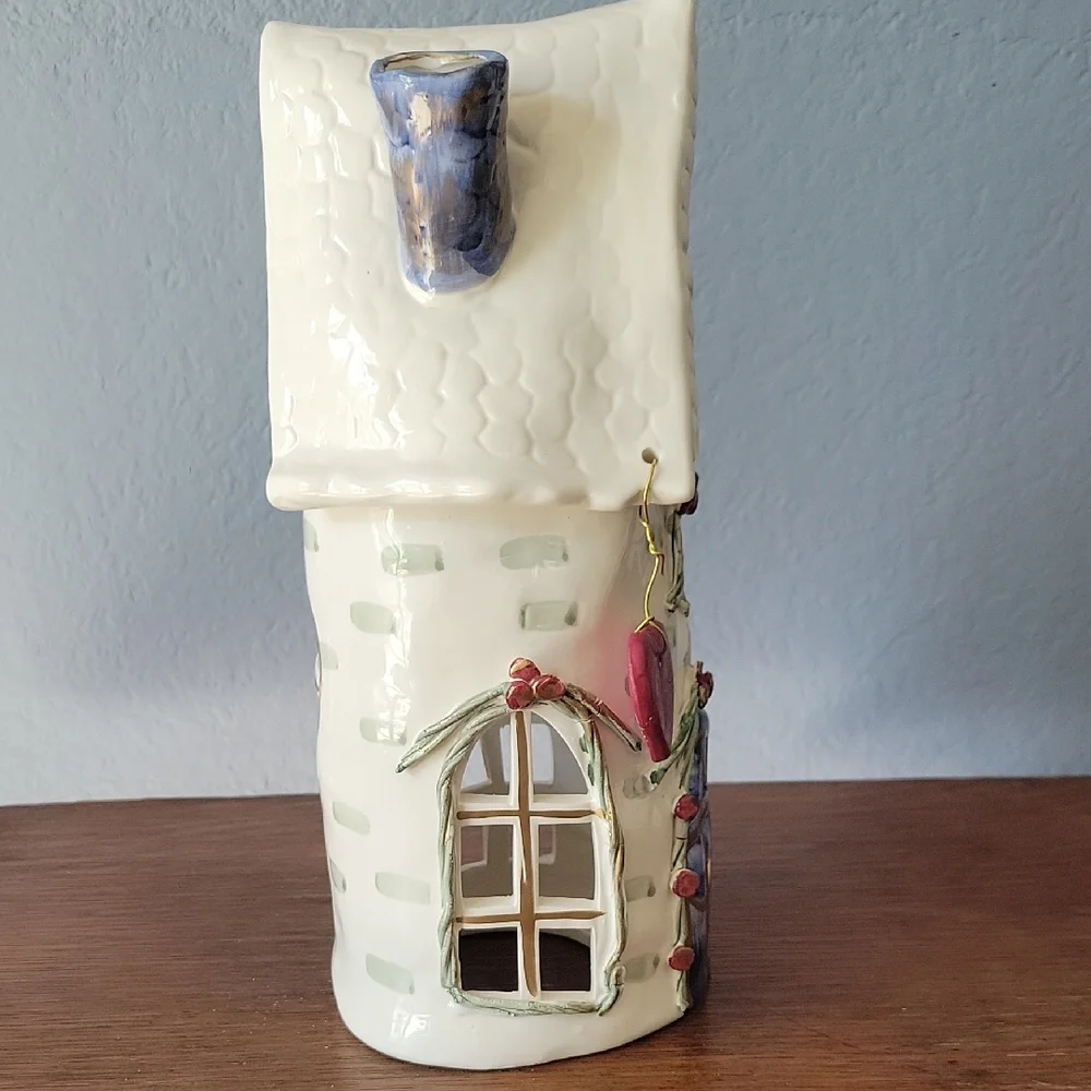 Ceramic Holiday House with Stars and Heart